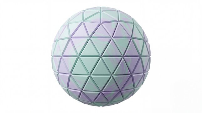 3D Pastel Geodesic Sphere with Marbled Triangular Facets