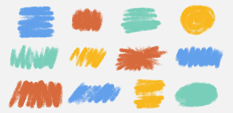Set of Crayon Line Stroke Vector. Chalk Scribble Underline Shapes. Pastel Hand Drawn Brush Texture Colored. Pencil Emphasis Elements Charcoal Doodle Squiggly Dividers Bundle Grunge Collection