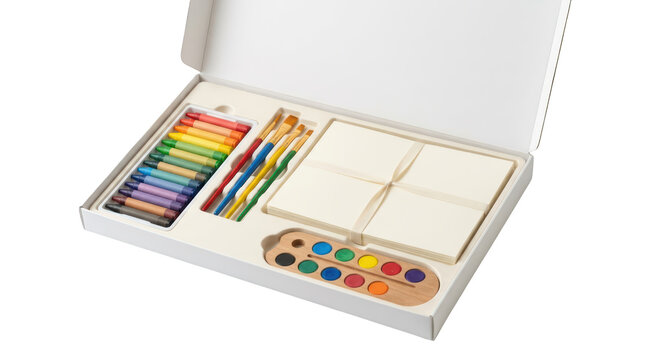 Art supply box isolated on transparent background