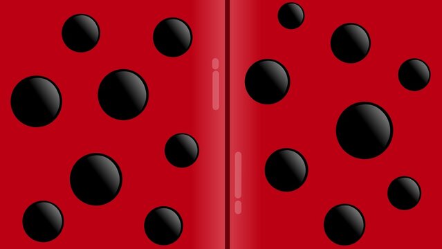 Ladybug Wings Pattern Background. Red And Black Polka Dot Texture Vector, animal skin pattern