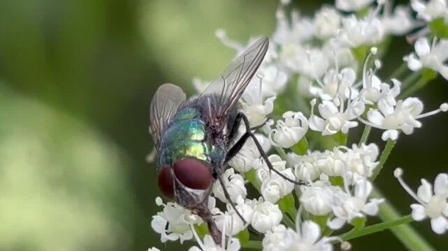 blowfly on flowers