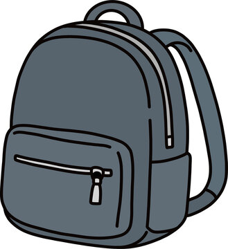 Dark grey school backpack vector illustration, simple casual bag icon