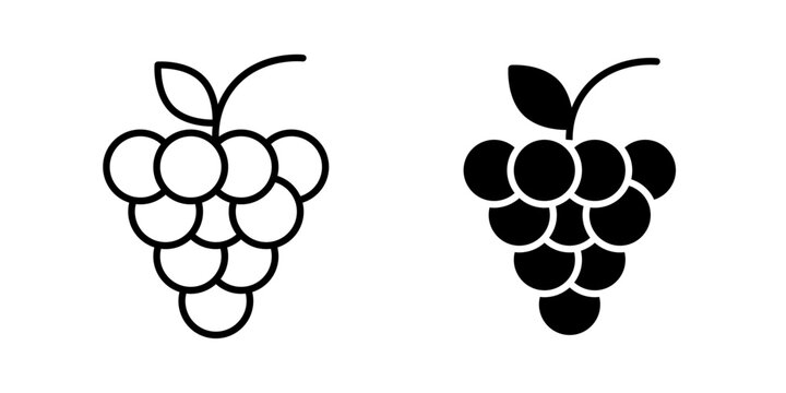 Grape icon representing fresh fruit, vineyards, winemaking, healthy food, agriculture, harvest, nutrition, and natural ingredients