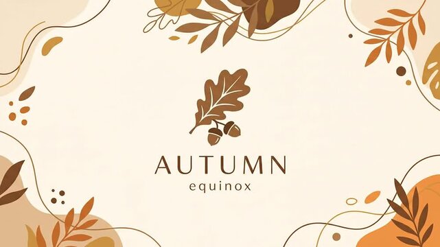 Minimalist Autumn Equinox Graphic Featuring Oak Leaf And Acorn Icon