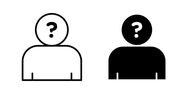 Unknown person icon representing an unidentified user, anonymous profile, mystery identity, account, customer, or generic user interface symbol