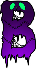 Spooky Purple Letter B Halloween Illustration © Maysa