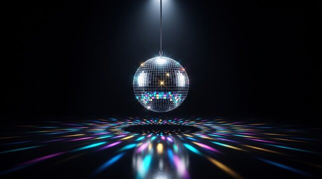 Spotlight illuminating chrome disco ball