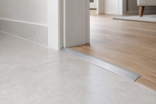 Metal Reducer Transition Between SPC Flooring and Tile