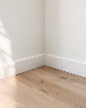 White Skirting Boards at an Interior Corner with SPC Flooring
