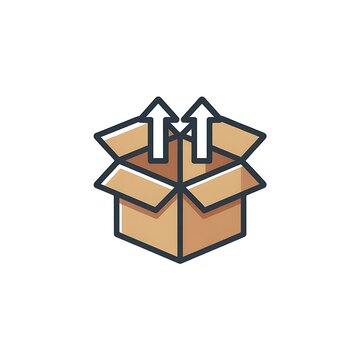Open cardboard box icon with upward arrows