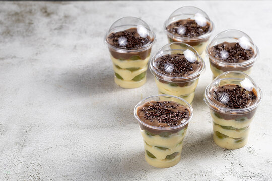 Brazilian Grape Dessert with Cream and Chocolate in Transparent Cups