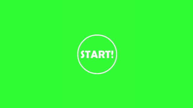 Dynamic countdown animation displaying 3, 2, 1 and a start cue inside a circular graphic on a bright green screen background. This energetic countdown motion graphic is suitable for event openings, vi