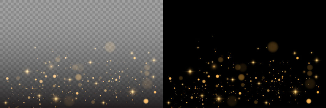 Magical light dust with a soft glow. Floating particles of light. Christmas light effect with sparkling fairy dust shining on a transparent background. Vector png
