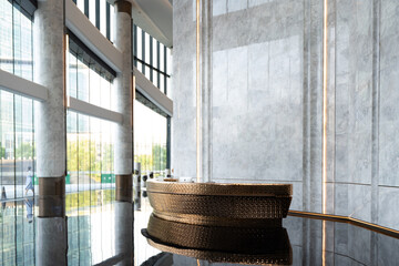 Obraz premium modern hotel lobby marble reception desk interior