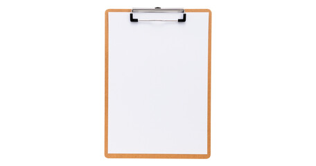Wooden clipboard with blank paper sheet mockup isolated png