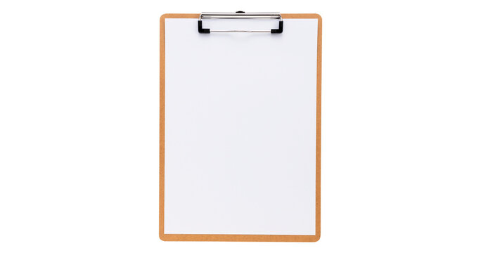 Wooden clipboard with blank paper sheet mockup isolated png