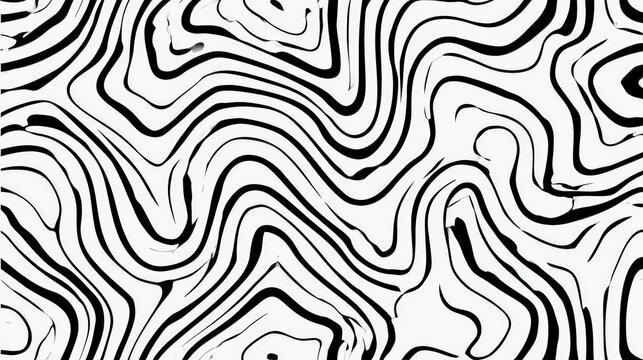 Abstract black and white wavy lines pattern with organic flow under bright lighting. Great modern graphic design background for digital art.
