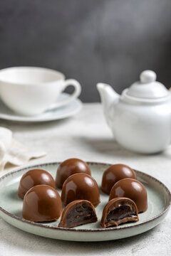 Gourmet Chocolate Truffles and Bonbons with Creamy Chocolate Filling