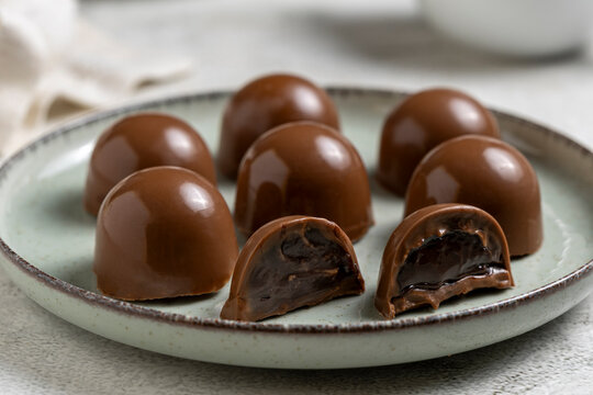 Gourmet Chocolate Truffles and Bonbons with Creamy Chocolate Filling