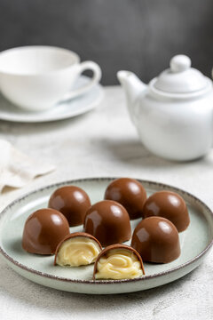 Milk Chocolate Truffles and Bonbons with Creamy White Filling