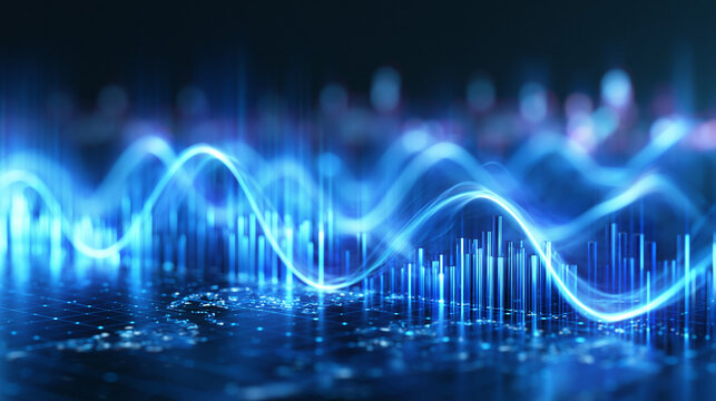 Digital Blue Wave and Data Visualization Technology Background