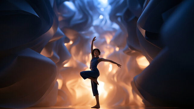 Graceful Contemporary Dancer Performing on Artistic Stage