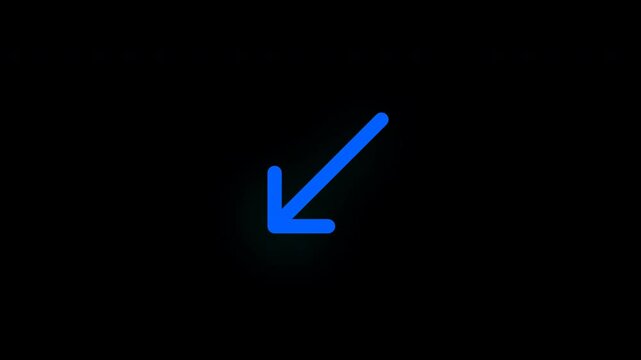 Blue down left arrow animation. 4K Alpha Channel