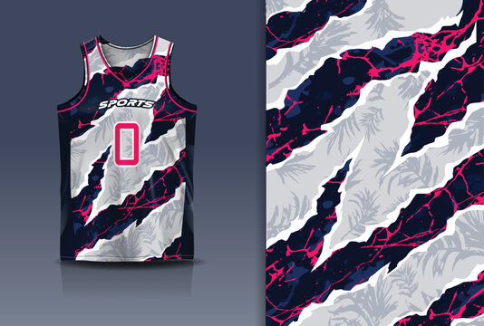 Basketball Jersey Sport Streetwear Design Abstract Wave Grunge Pattern Pink Navy White Sublimation Fashion
