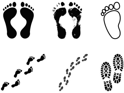 Black footprints and footprints trail illustration