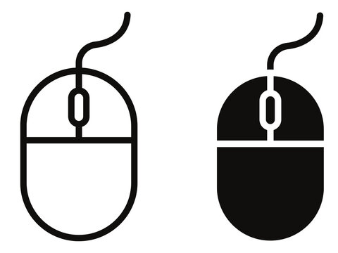 Simple black and white mouse cursor icons with scroll wheel