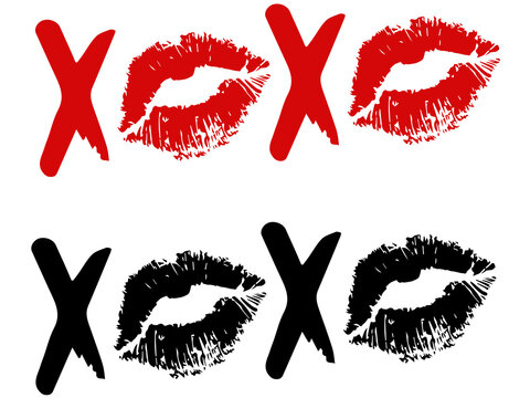 Bold red and black graffiti style xoxo kiss hug love icon design