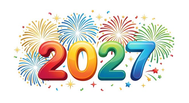 5 diverse 2027 New Year vector designs on white background. Features neon cyberpunk, luxury gold, modern abstract, festive fireworks, and clean minimalist typography for celebration projects