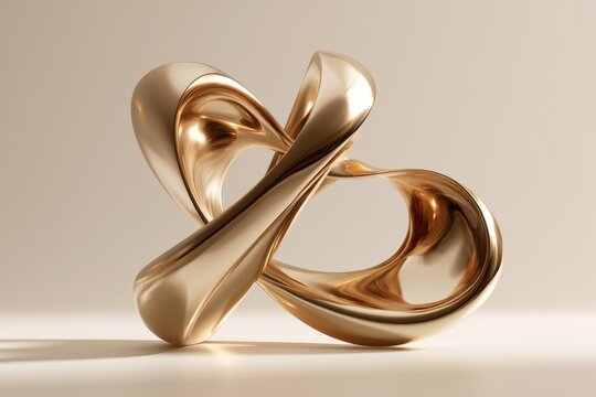Contemporary white gold abstract shape rendered in high-detail digital art with soft studio lighting