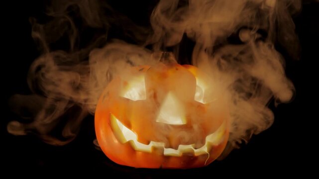 Smoke cames from a halloween pumpkin head