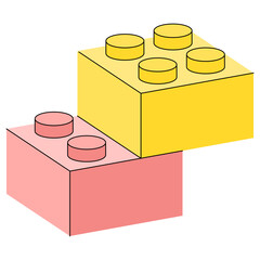 hand drawn Colorful lego building blocks stacked together © Nur Ainy