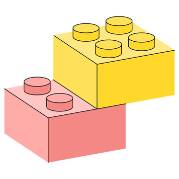 hand drawn Colorful lego building blocks stacked together