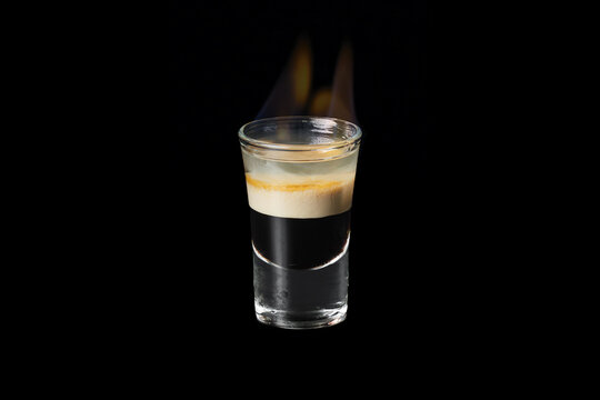 Flaming B-52 Shot with Layered Liqueurs