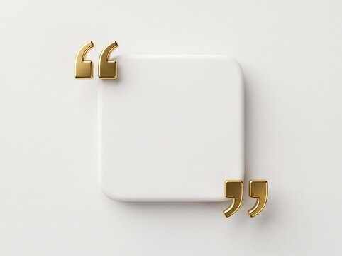 Empty square frame with gold quotation marks for testimonial and quote design