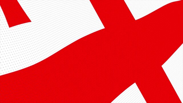 Flag of Georgia waving slowly in the foreground and moving upwards.