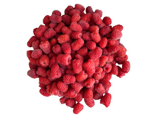 Close-up of juicy red raspberries piled in a heap fresh, sweet berries perfect for a healthy diet. Organic produce. Cut out background, PNG raspberries © LivaLife
