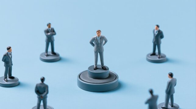 Best candidate selection concept with the text stan featuring a miniature figure standing out among others