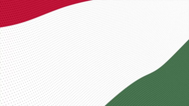 Flag of Hungary waving slowly in the foreground and moving upwards.