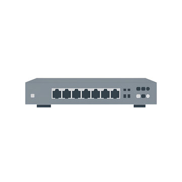 Network switch device isolated on white background in flat style