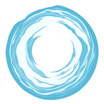 Blue whirlpool vortex circular flow shape on white background