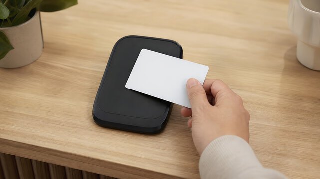 Contactless payment card reader cashless transaction hand customer wireless technology checkout terminal tap purchase retail point sale modern