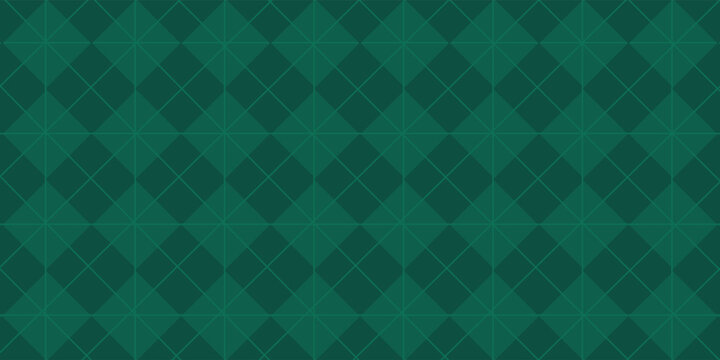 Christmas rhombus seamless pattern. Xmas plaid texture with gold line and stars. Green argyle geometric diamond abstract pattern. Christmas wrapping. Vector illustration isolated on green background.