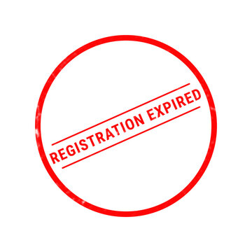 A vibrant red rubber stamp illustration clearly states registration expired providing a visual cue for document marking on a pristine white background
