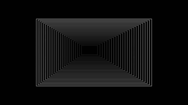Abstract tunnel of glowing white rectangles