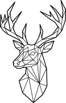 Minimalist Geometric Deer Head Outline Coloring Page