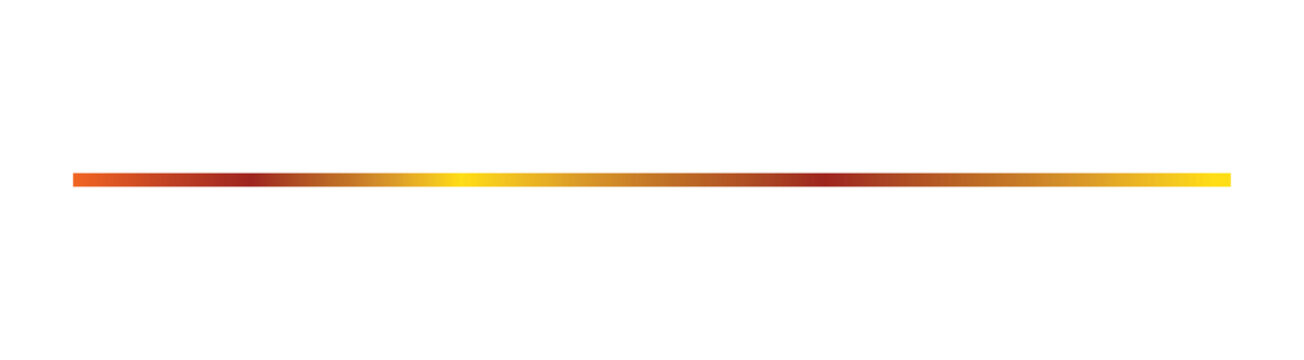 Horizontal orange, yellow, and golden gradient line vector graphic, bright aesthetic linear divider and accent border isolated on transparent background for modern web design, UI, and creative layout